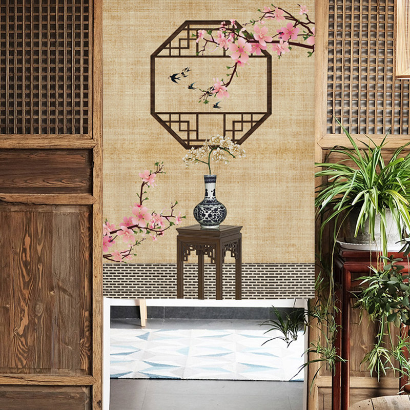 禅意门帘隔断帘中国风书房装饰复古屏风半截门帘