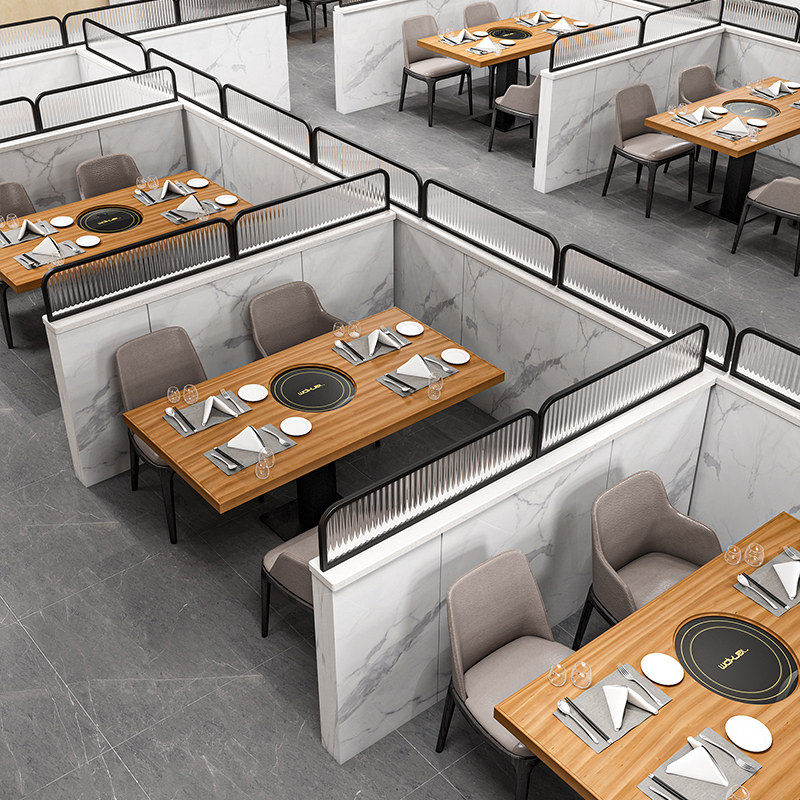 铁艺长虹玻璃屏风烧烤火锅饭店餐厅卡座隔断办公屏风