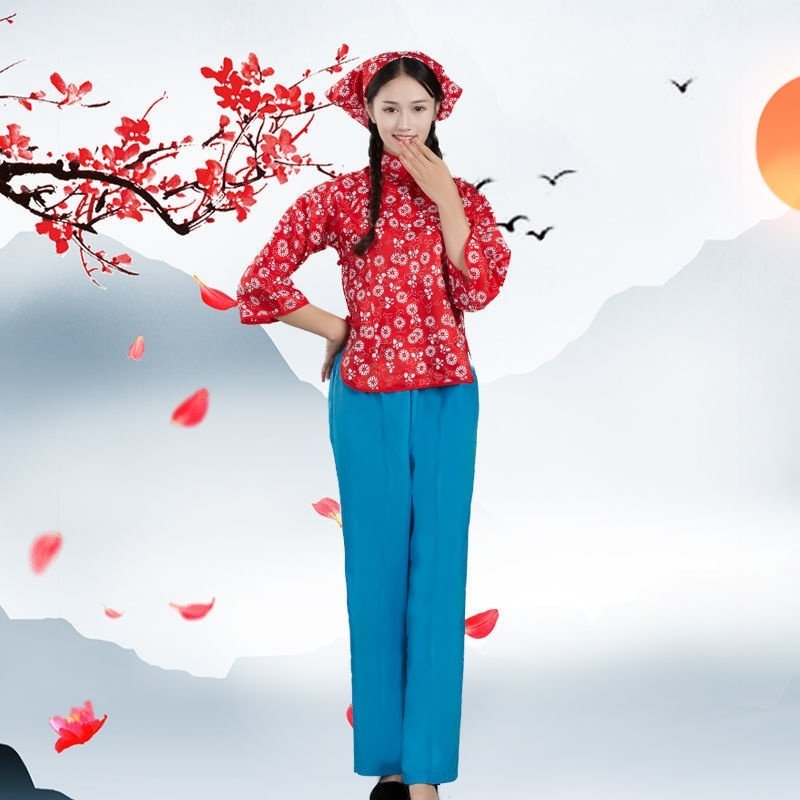 五四运动学生服装青年演出服民国国风女装阿庆嫂采花民族服装