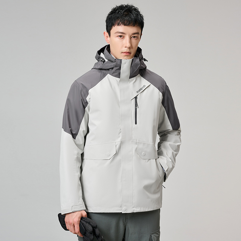 探路者冲锋衣男女三合一可拆卸秋冬加绒加厚潮牌防风防水登山外套