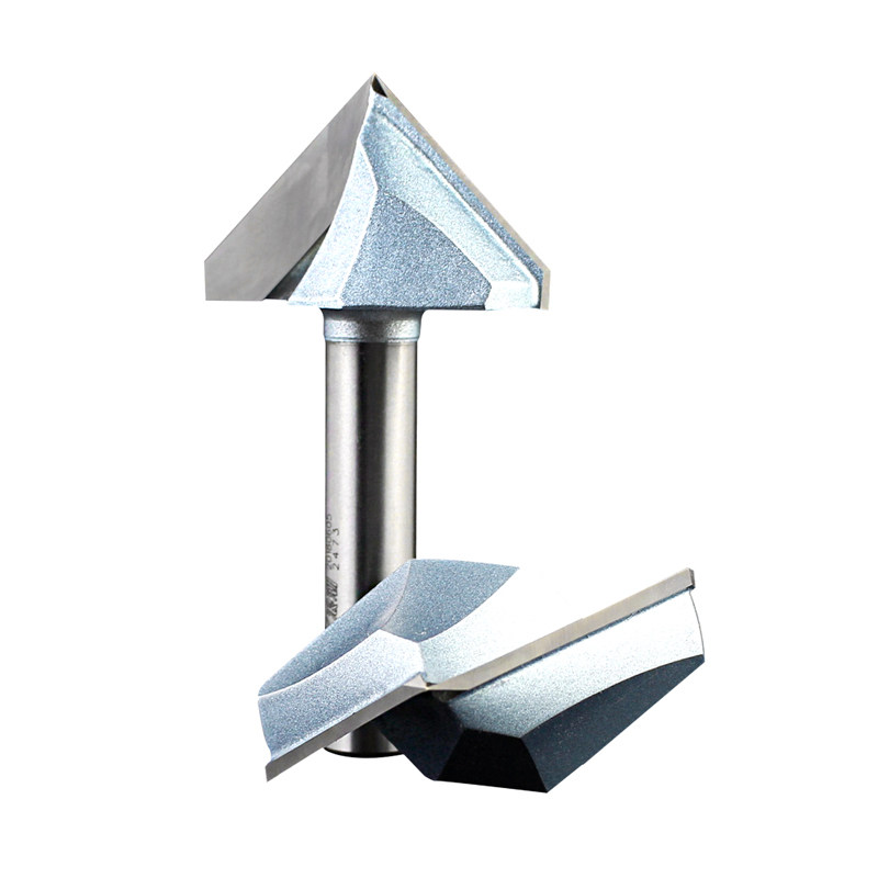 浪潮工业级加长柄90°度v型刀具木工直角铣刀45°度斜边红木刀头