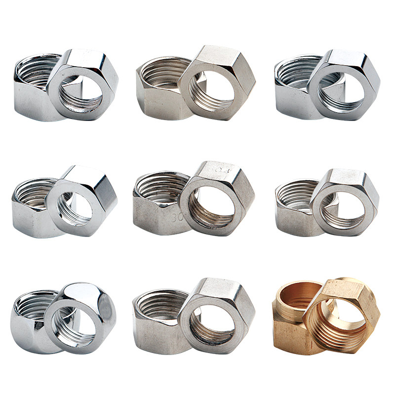 不锈钢波纹管螺帽加厚镀铬螺母热水器水管4分6分螺母