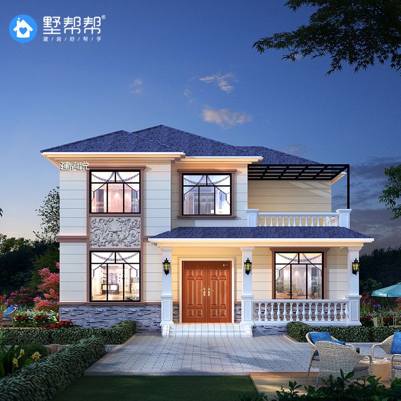 新中式农村两层建筑施工全套建房自建图纸设计别墅样图