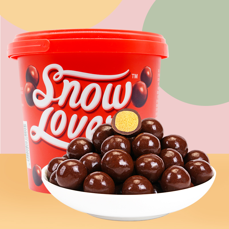 韩世麦丽素128g桶装跳跳糖黑巧克力豆夹夹心喜糖夹心巧克力