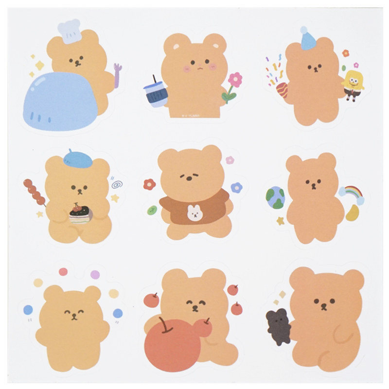 韩国ins风可爱卡通小熊 手帐素材贴纸手机装饰小贴画封口贴
