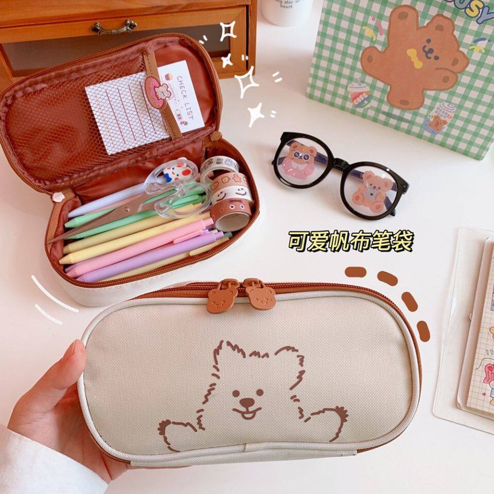 韩版简约ins高颜值学生笔袋咖啡小考考拉大容量笔袋