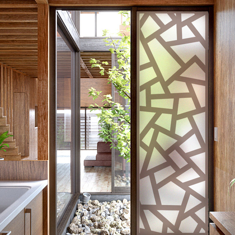 新中式玻璃贴纸装饰窗门防爆膜商铺家用静电透明玻璃膜