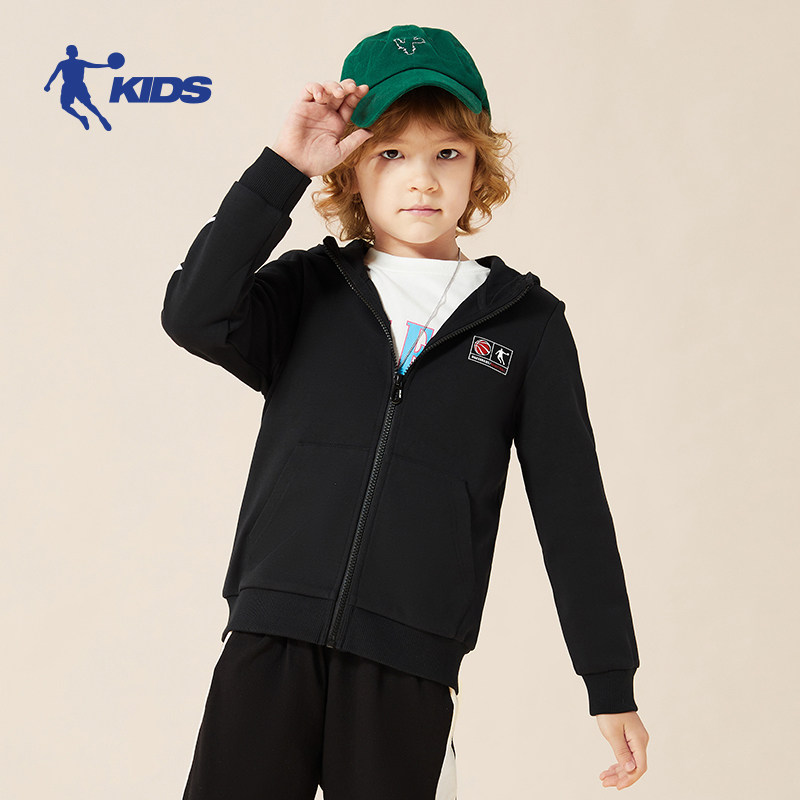 乔丹童装开衫卫衣男童学生运动新款大童儿童拉链卫衣