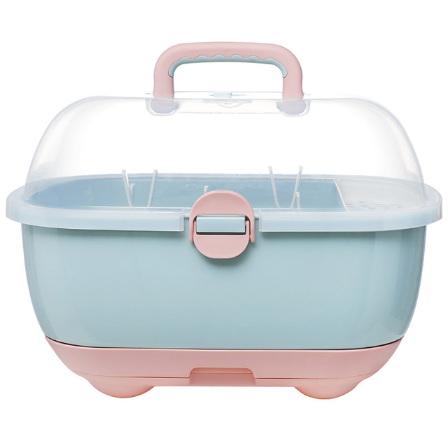 Yeya baby bottle storage box large dustproof baby tableware storage box with lid complementary food drain rack Yeya baby bottle storage box large dustproof baby tableware storage box with lid complementary food drain rack