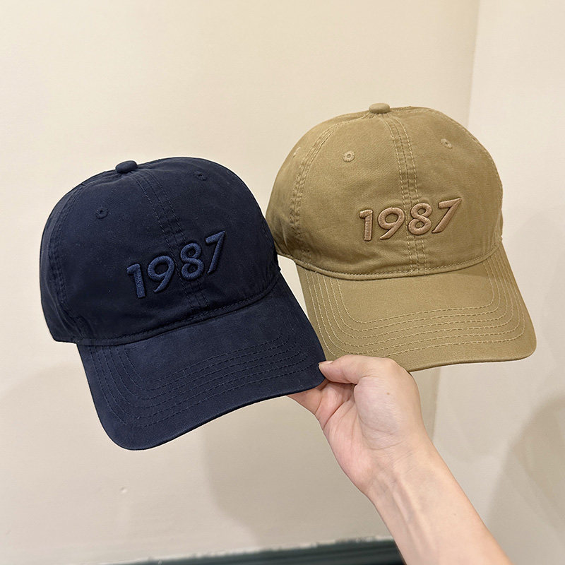 韩国新品简约刺绣1987棒球帽休闲街头遮阳宽檐帽子