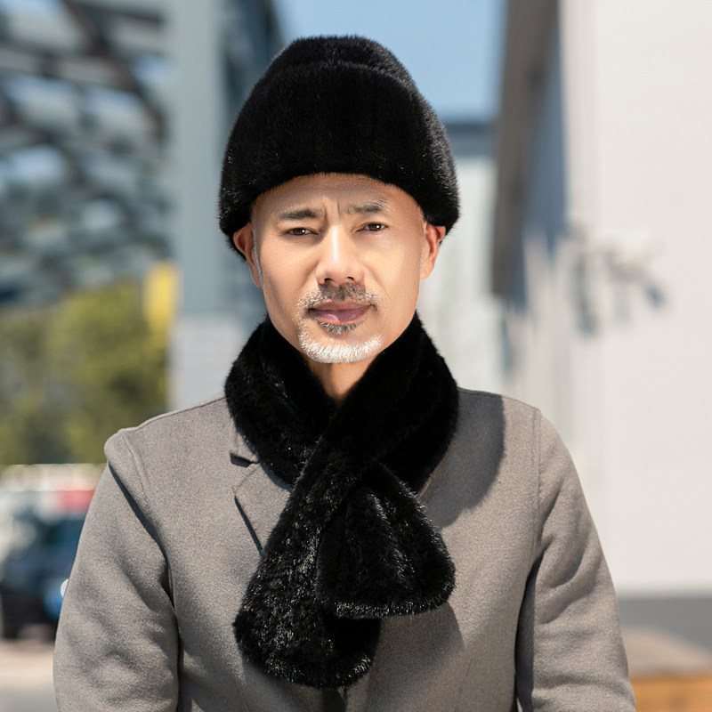 皮帽新款貂皮男士冬季保暖水貂毛裘东北户外帽子
