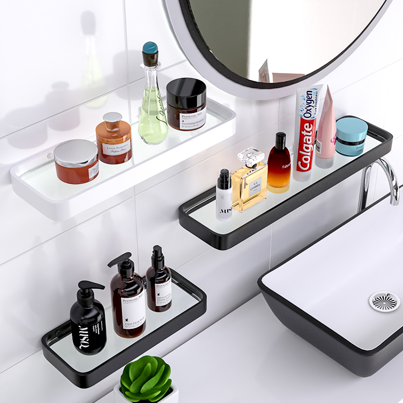 浴室置物架免打孔卫生间壁挂式洗漱台洗澡间洗手间厕所墙上收纳架