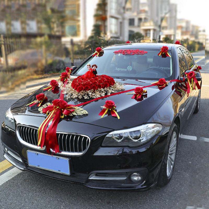 简约花品头车仿真布置花车套装车队车主结婚拉花