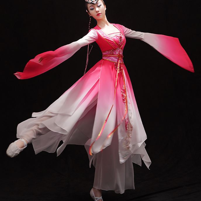 水袖舞蹈服装采薇舞女惊鸿舞汉服飘逸伞舞仙女中国风古典舞演出服