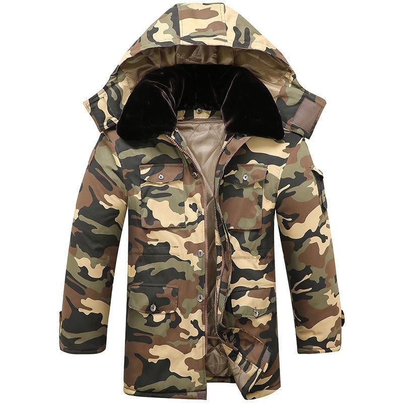 棉衣冬季加厚中长棉大衣防水防风御寒棉袄劳保军迷大衣