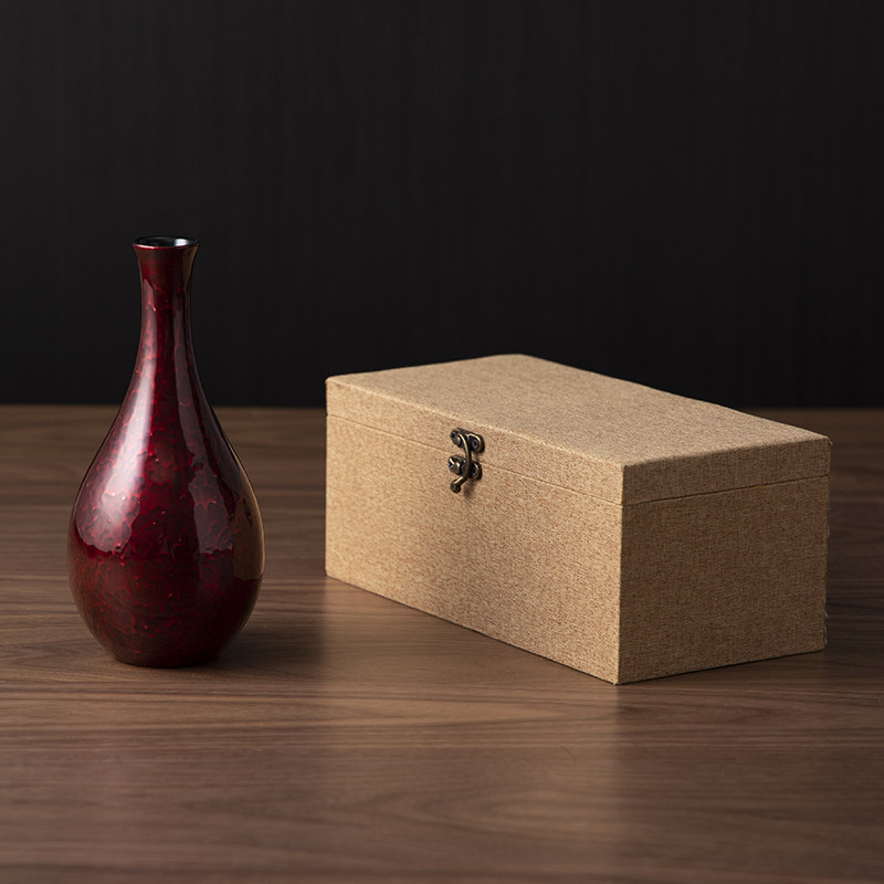 平安邱亨铭赤宝砂大漆花花瓶福州传统手工漆器漆器