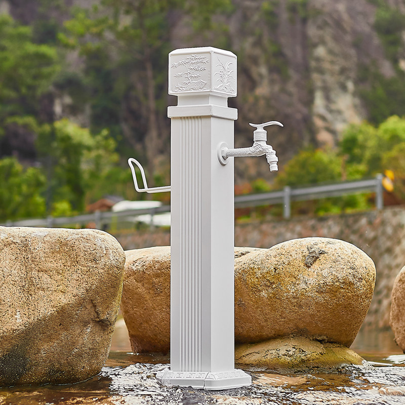 白色户外庭院立柱水龙头花园浇花喷枪出水立水洗衣机龙头