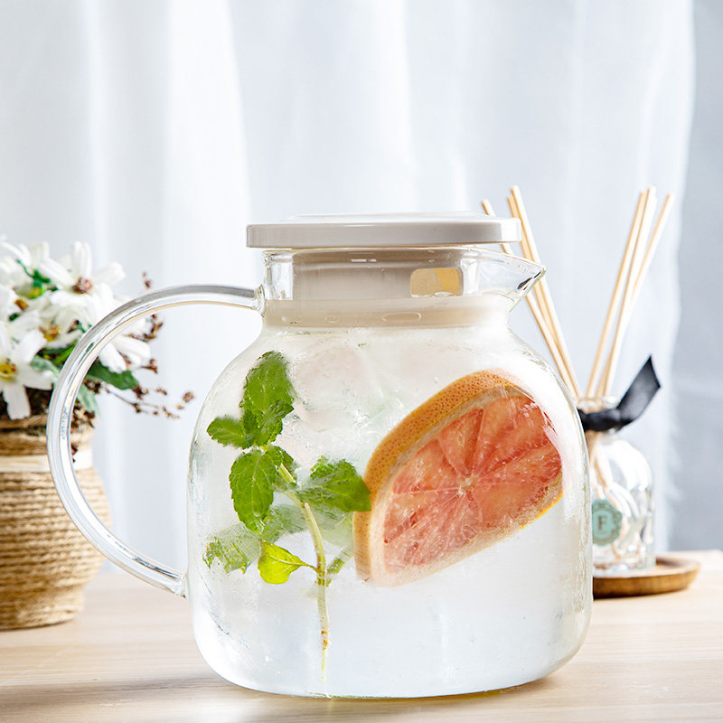 usami日本玻璃冷水壶耐高温创意果汁壶家用大容量透明凉白开水壶