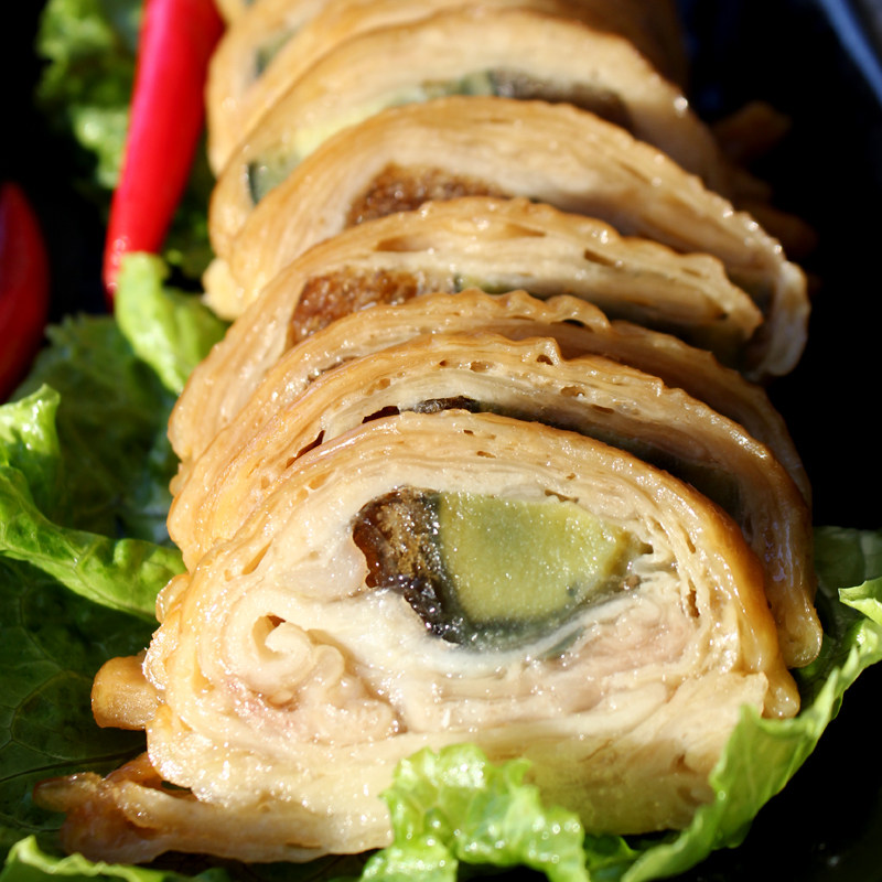 蛋卷鸭皮福建闽南卷开袋即食鸡皮皮台湾鲍鱼凉菜