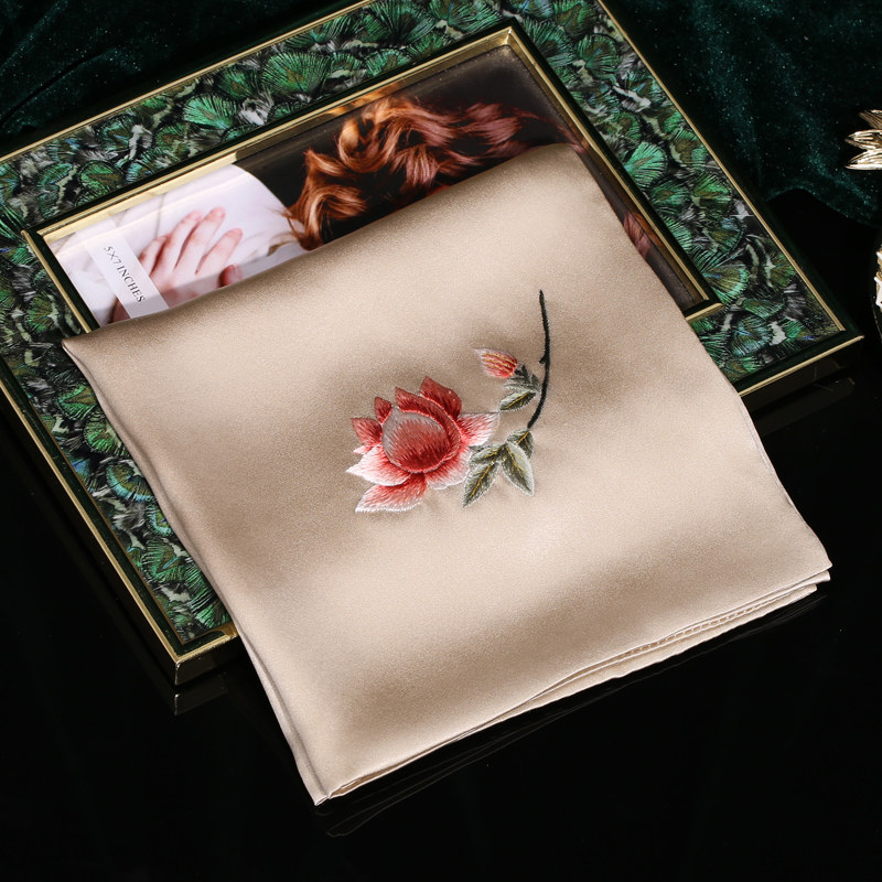 手帕苏绣手绢女士随身手工真丝刺绣diy栀子花手帕