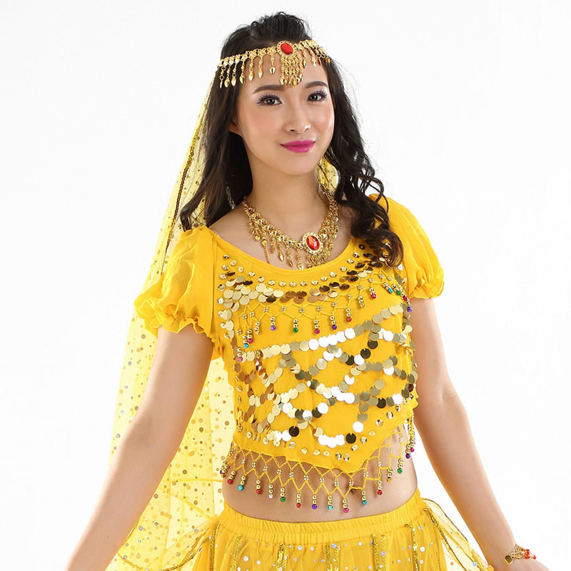 肚皮舞娘小辣椒短袖上衣舞蹈文胸印度表演套装肚皮舞套装演出服