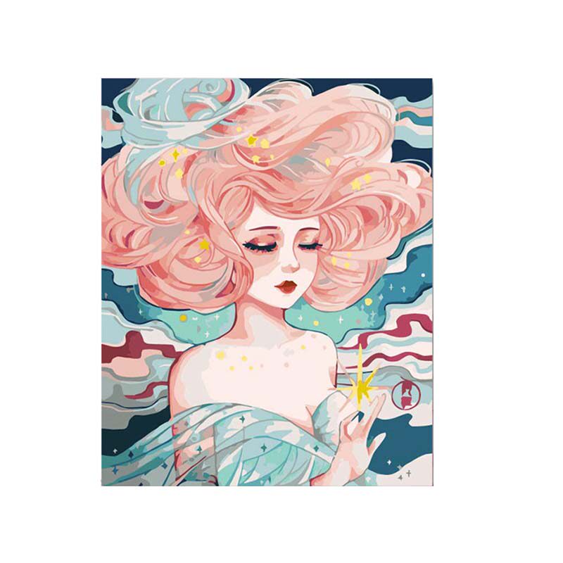 diy数字油画人物填色油彩画客厅卧室装饰画填充少女手绘手工油画