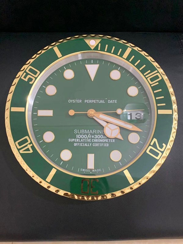 劳力士黑水鬼挂钟大号帝通时钟gmt格林尼治绿水鬼静音挂钟