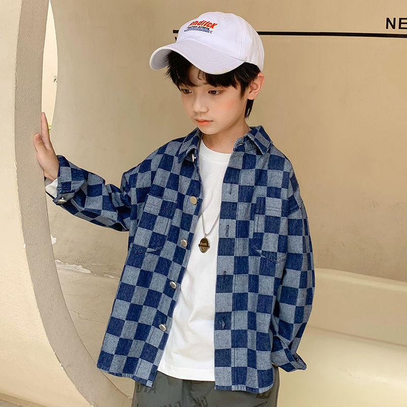 春秋潮牌帅气男孩12岁外套翻领男童小学生衬衫普通外套