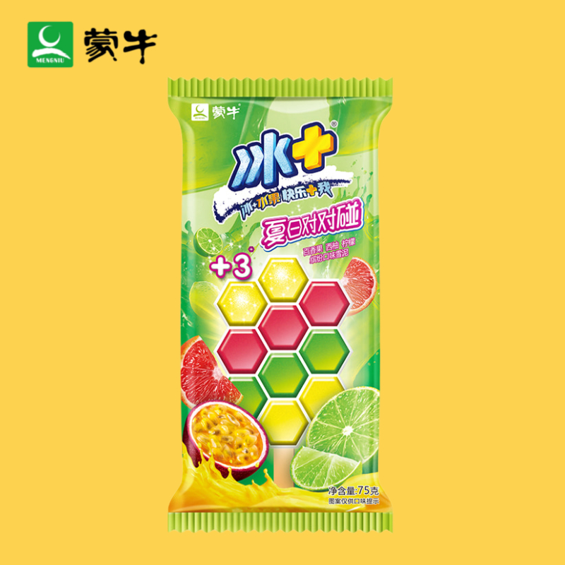 【3支】蒙牛冰 冰工厂冰棍 对对碰四果奇冰雪糕冰激