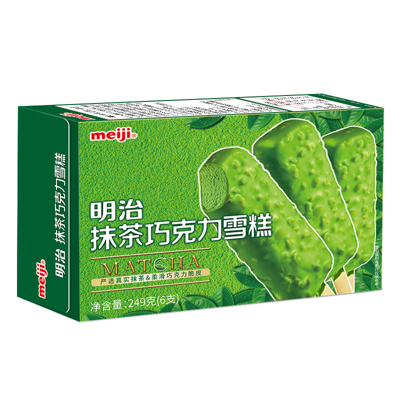 明治meiji抹茶巧克力脆皮雪糕彩盒装冰淇淋249g6支雪糕