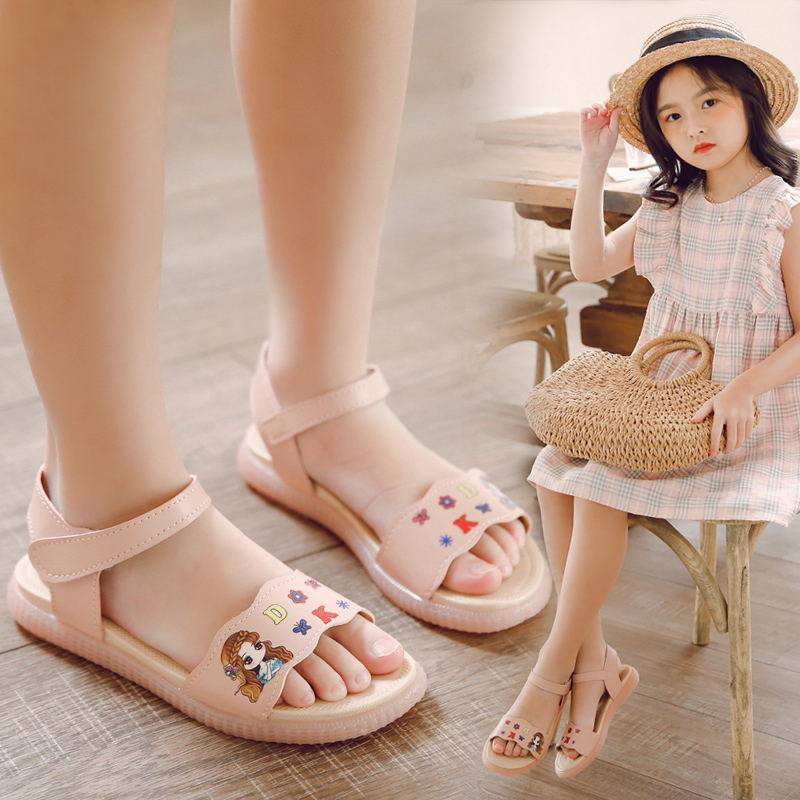 夏天鞋子女童牛筋沙滩8年级四五凉鞋女孩子12岁凉鞋