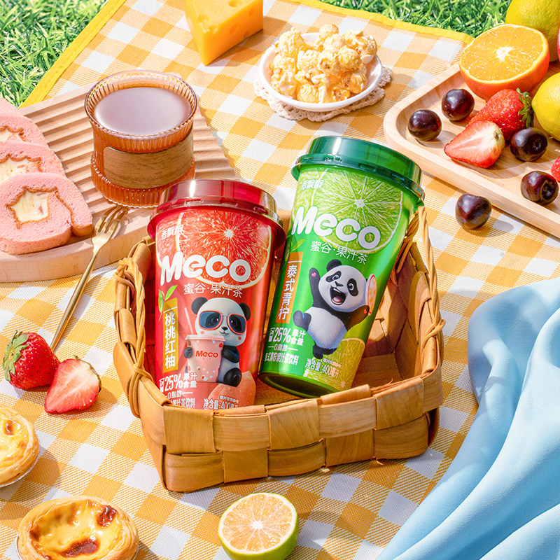 【618妙享日】meco蜜谷·果汁茶饮料0脂肪熊猫限定款400ml*8饮料-mc