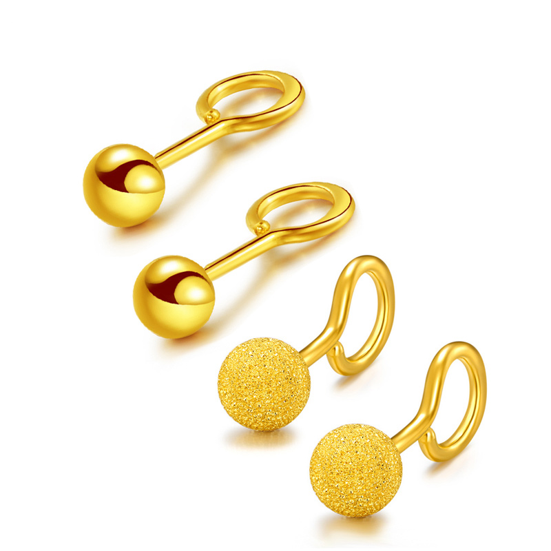 豆豆金包银小金耳饰耳环磨砂足金女足小金豆黄金耳钉