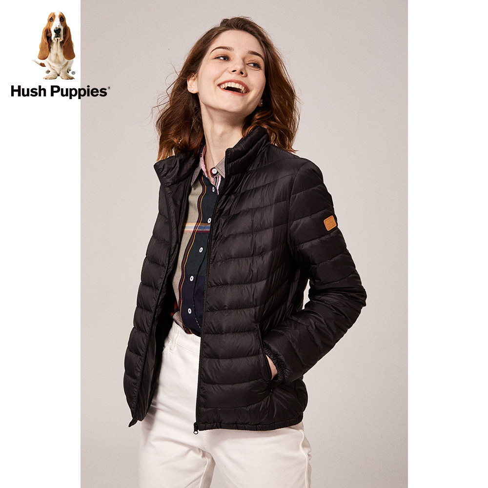 hushpuppies暇步士女装2019新冬季冬季立领轻薄短款羽绒服