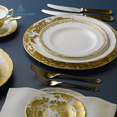 royal crown derby德贝凤鸟图腾欧式骨瓷餐盘21.65cm平盘餐具英国