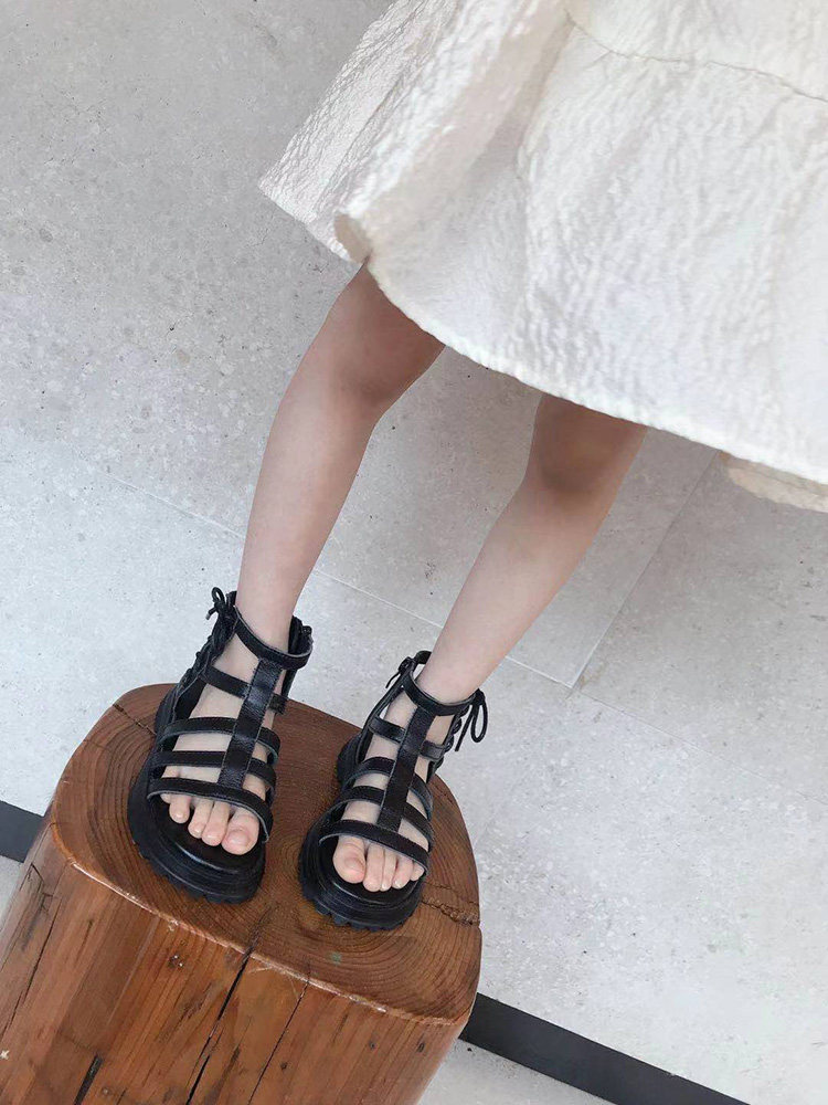 波拉韩国童鞋女童凉鞋2021夏季儿童罗马绑带凉鞋