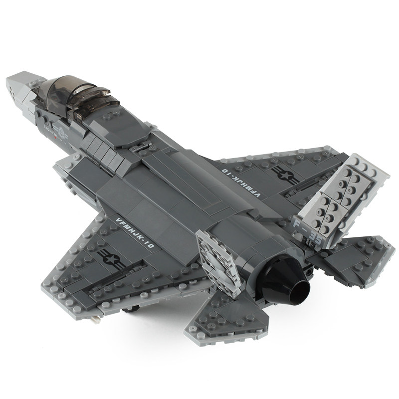 f35战斗飞机军事系列 儿童男孩子益智拼装乐高积木玩具拼图6-12岁