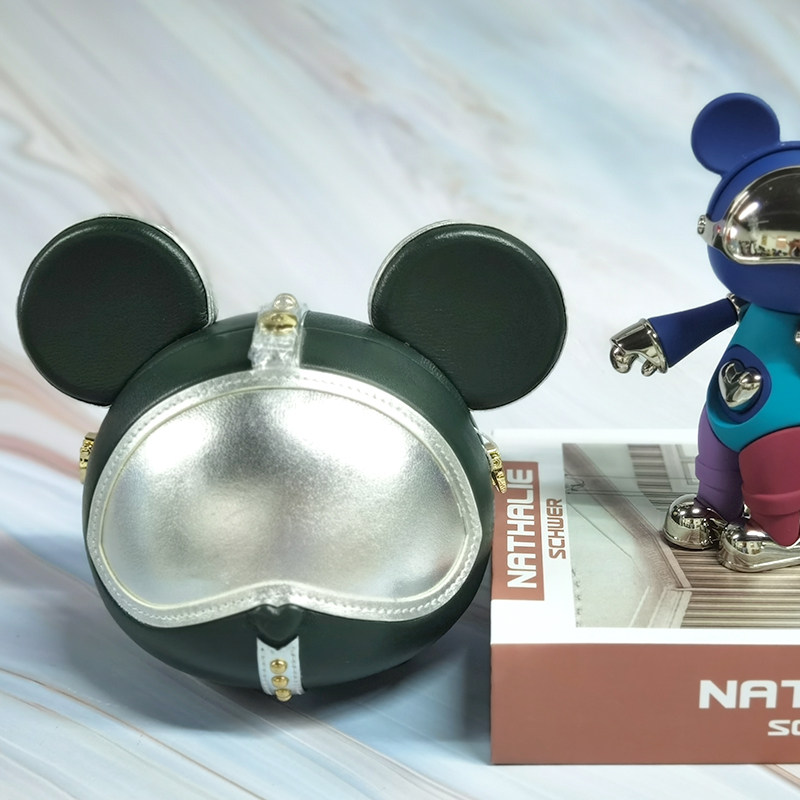 星际熊新款女包链条单肩斜挎牛皮百搭手袋小圆包少女迷你休闲小包