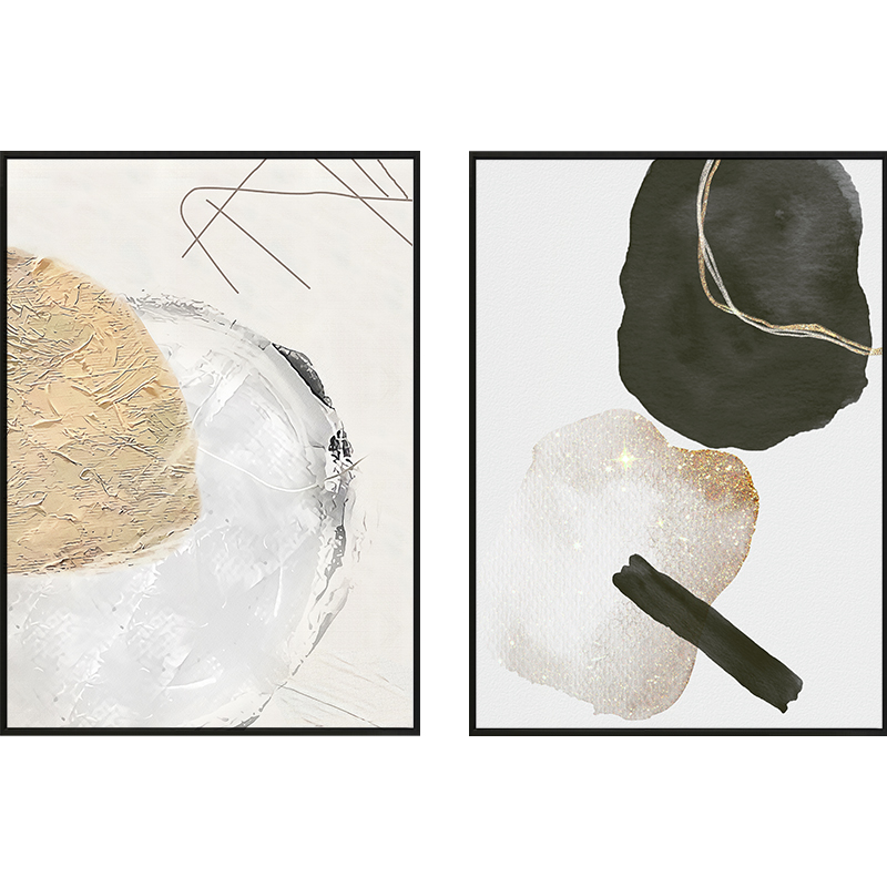 贝占风格现代简约黑白灰抽象艺术艺术客客厅装饰画北欧原木风现代装饰