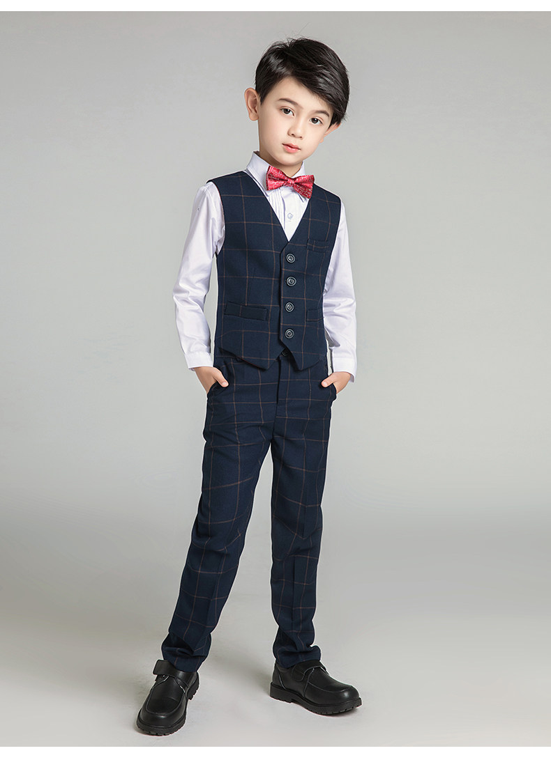 儿童西装马甲套装花童小男孩钢琴演出礼服中大西服