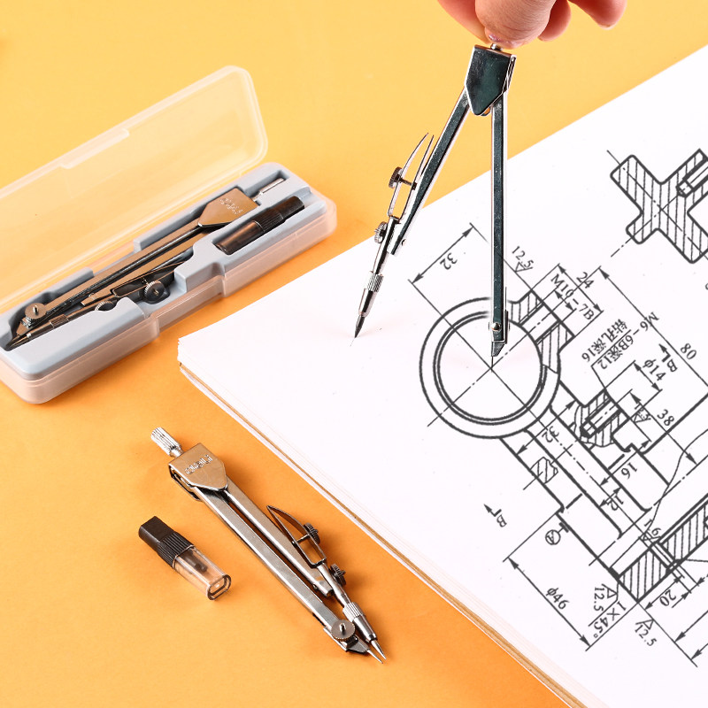 画图圆规工具三角板直尺机械专业绘图多功能得力圆规