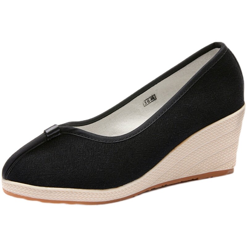 本草布鞋女士禅意高跟老北京浅口休闲牛筋复古布鞋