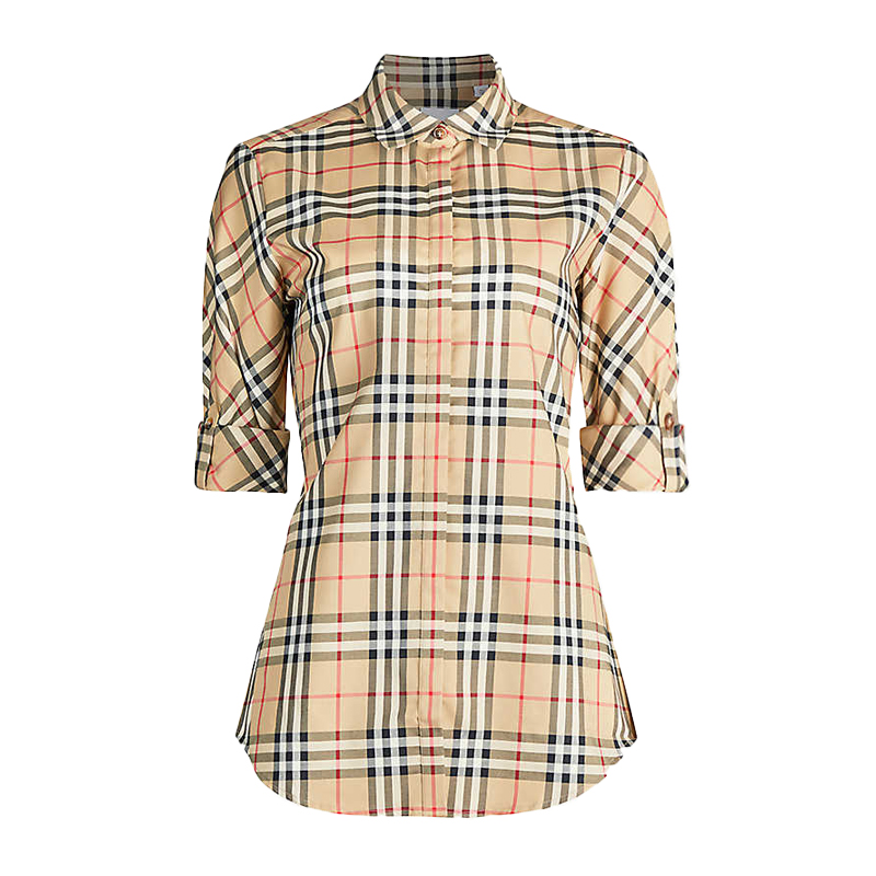 burberry巴宝莉女士棕色典格衬衫8018475衬衫