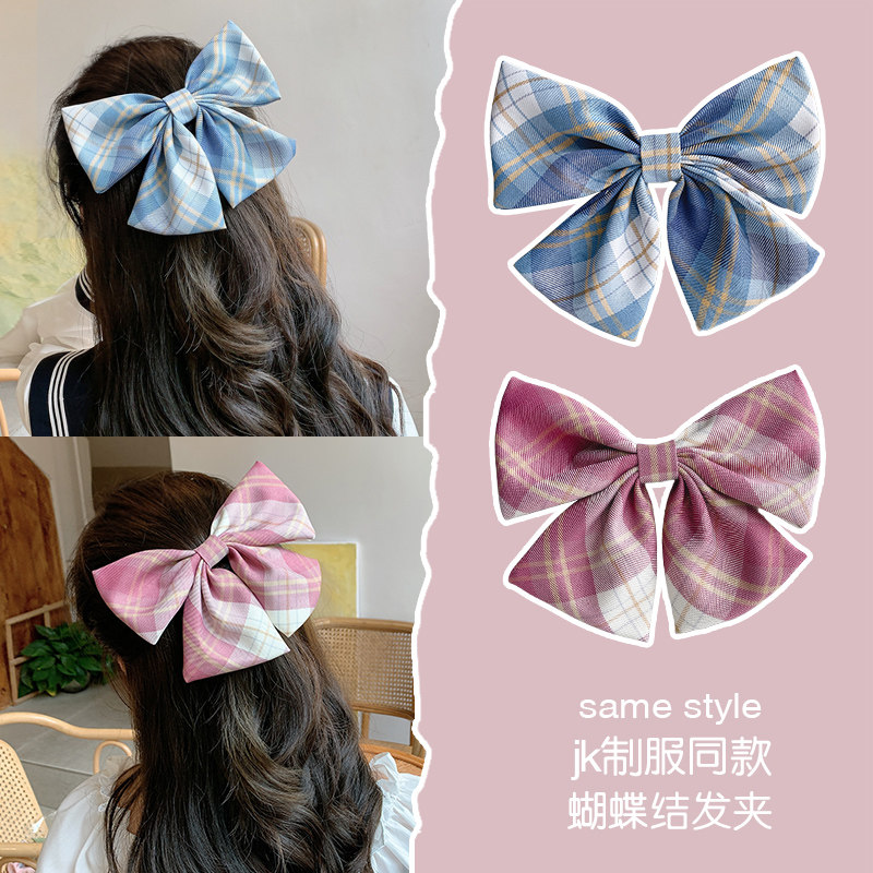 儿童jk格子蝴蝶结发夹大肠发圈包女童发饰可爱发饰