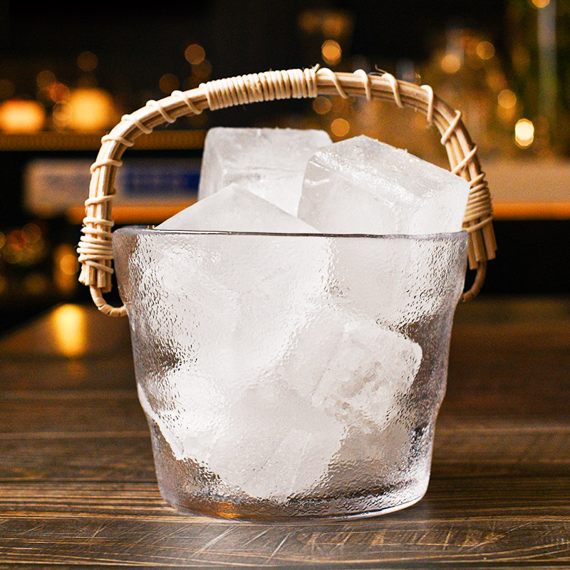 酒吧圣经日式锤纹小冰桶民宿玻璃冰桶手拧小冰块冰桶