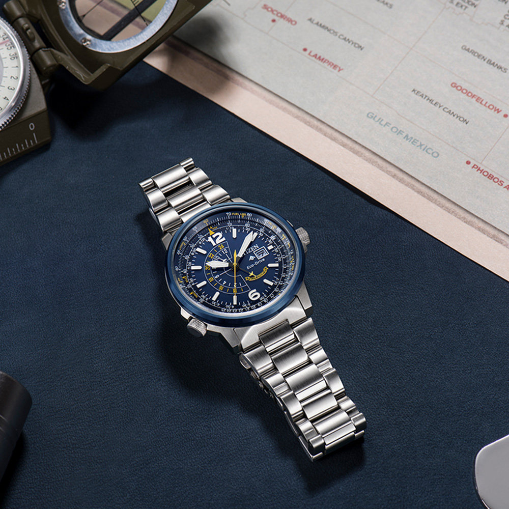 自营西铁城蓝天使日期显示防水夜光光光动能时尚日韩腕表