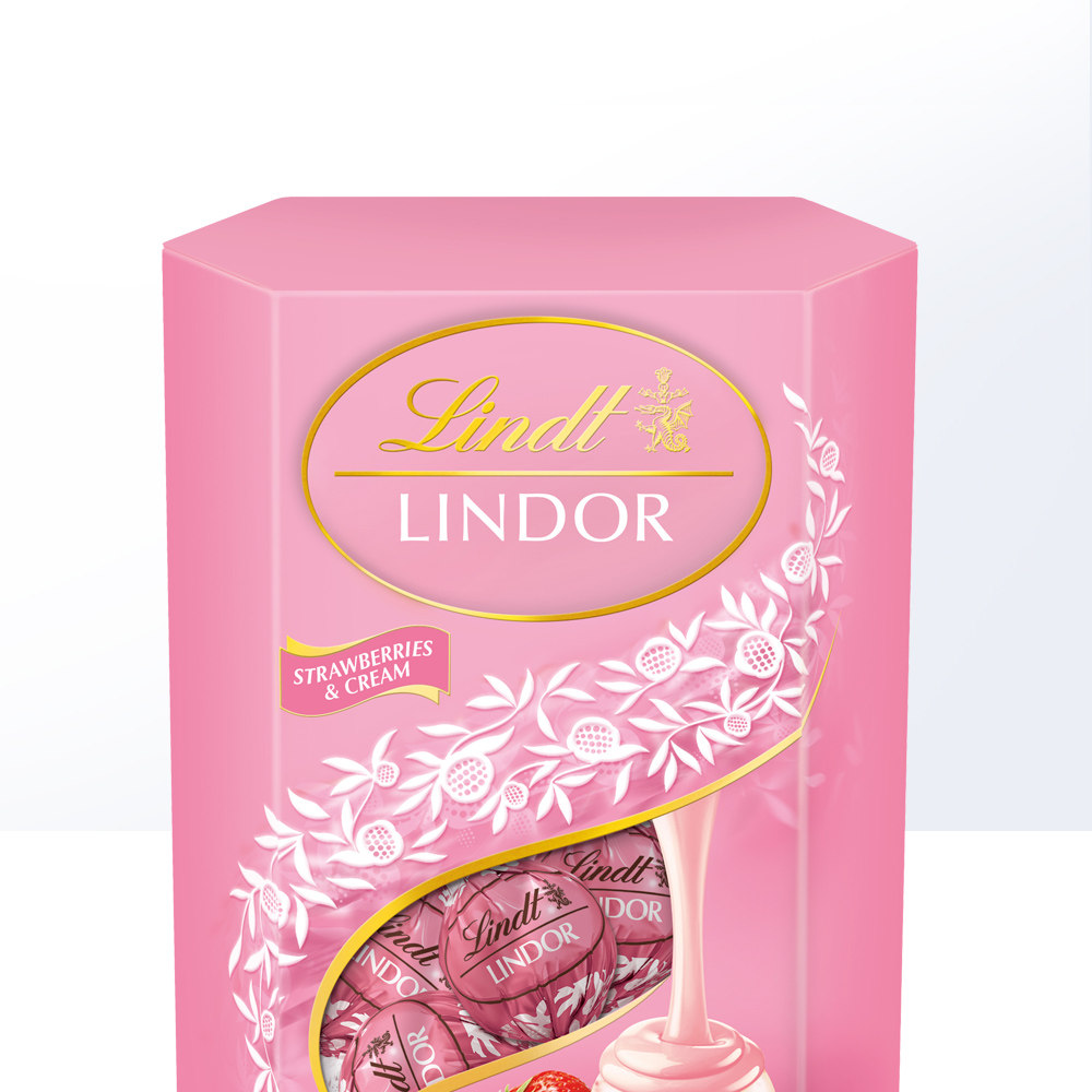 lindt瑞士莲进口软心草莓奶油白巧克力分享装200g