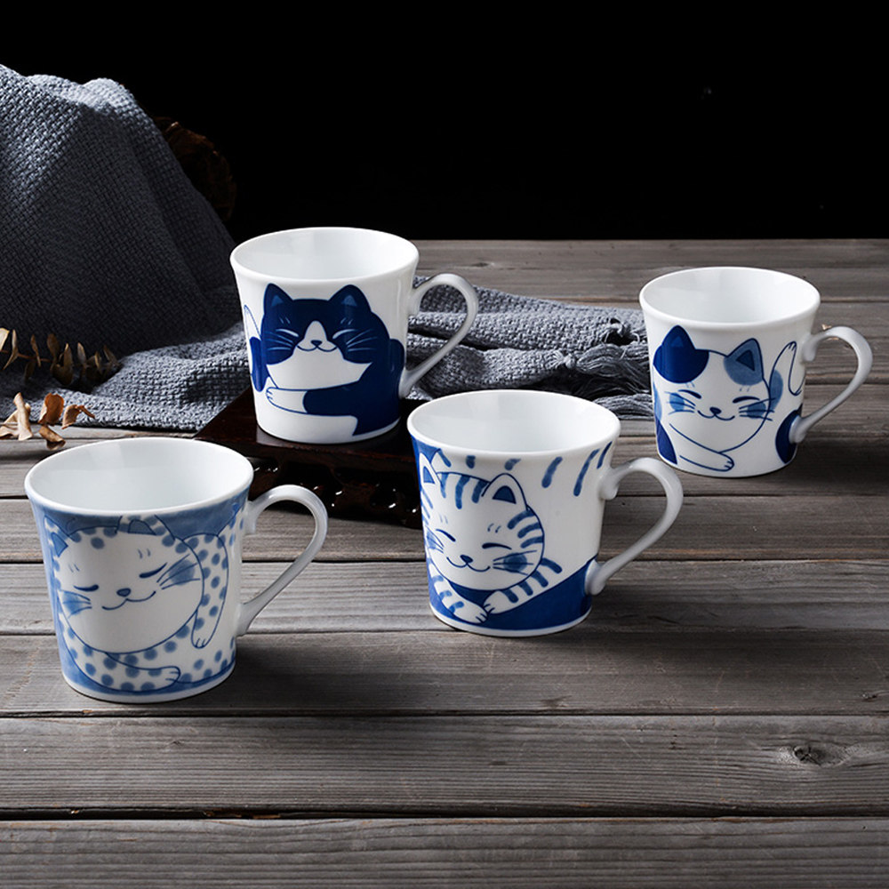【直营】日本进口美浓烧马克杯可爱招财猫陶瓷杯子水杯茶杯咖啡杯