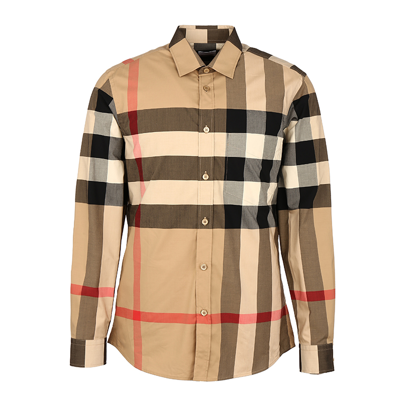 直营burberry博柏利男装长袖衬衫8018111男士格子衬衣衬衫