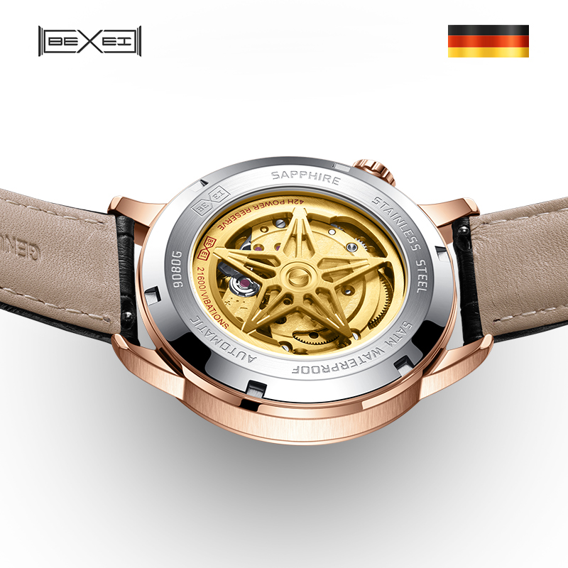 直营bexei德国品牌时尚简约男士手表镂空全自动机械表欧美腕表